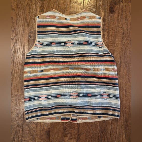 Jones New York vintage Linen Striped Aztec Vest Women's Size Medium - Picture 12 of 15